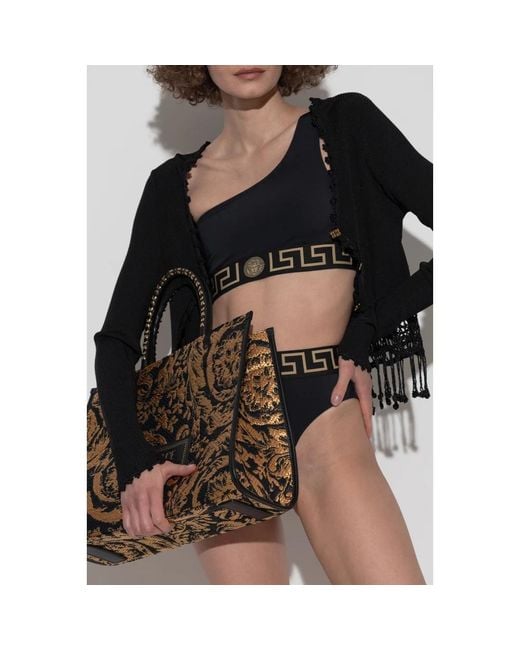 Versace Badmode ,Zwart ,One-Shoulder Bikini Top in het Black