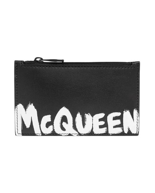 McQueen Accessoires ,Zwart ,Leer Kaarthouder Met Logo in het Black voor heren