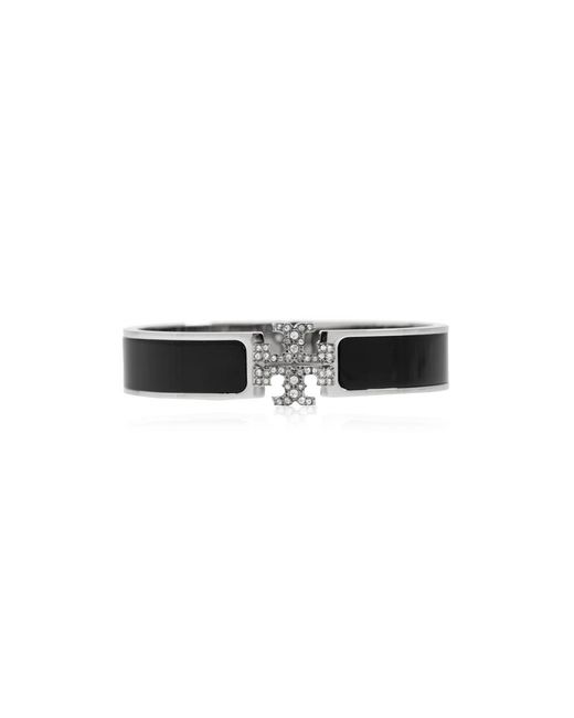 Tory Burch Black Messingarmband Mit Logo