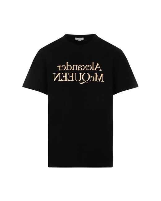 Alexander McQueen Schwarzes logo baumwoll t-shirt in Black für Herren