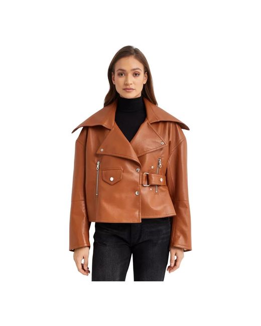 Nanushka Jassen ,Bruin ,Leer Ado Regenerated Leather Jacket in het Brown