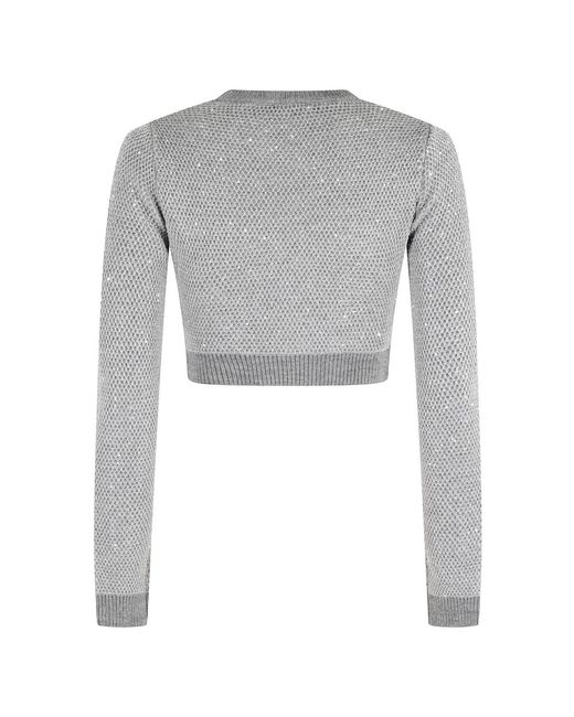 Elisabetta Franchi Gray Round-Neck Knitwear