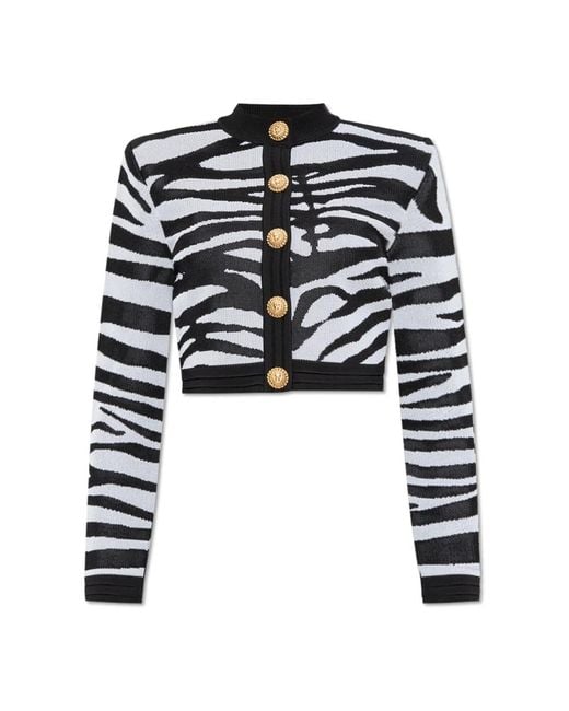 Cardigan con stampa animale di Balmain in Black