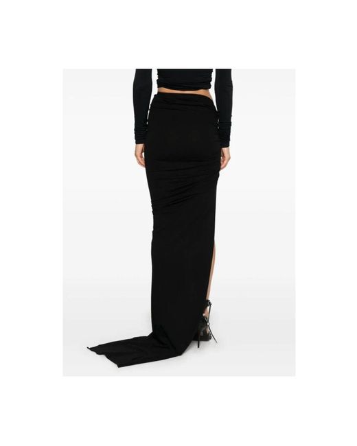 Rick Owens Black Weicher maxi-rock für frauen