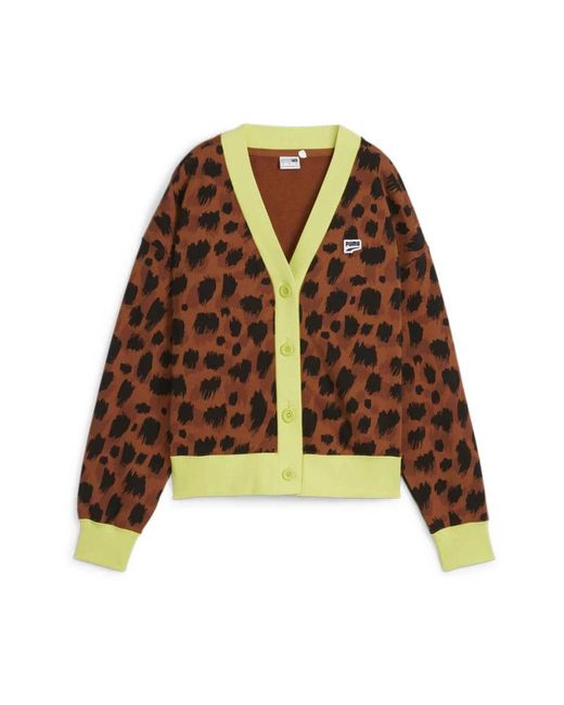 Leopard print cardigan sweater PUMA de color Brown