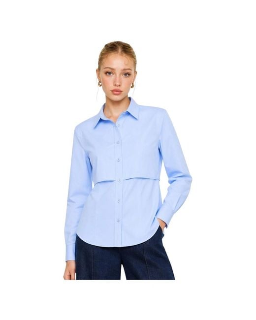 Kocca Cropped Overlay Blouse in het Blue