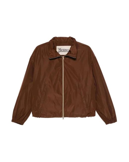 Herno New Techno Taffeta Jacket in het Brown