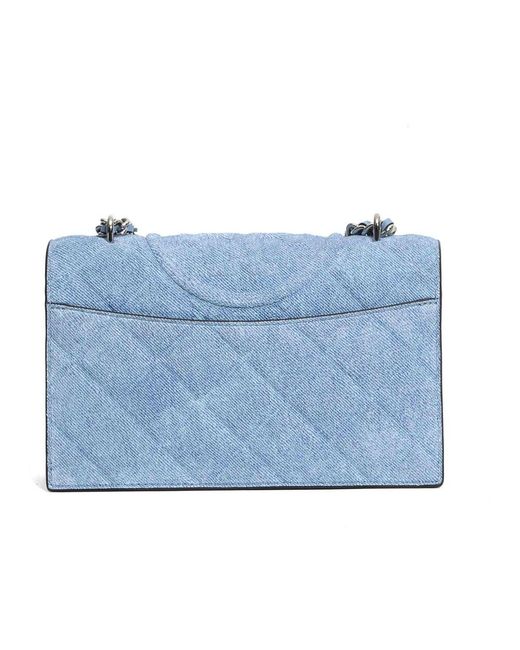 Tory Burch Blue Denim Schultertasche Azzurro