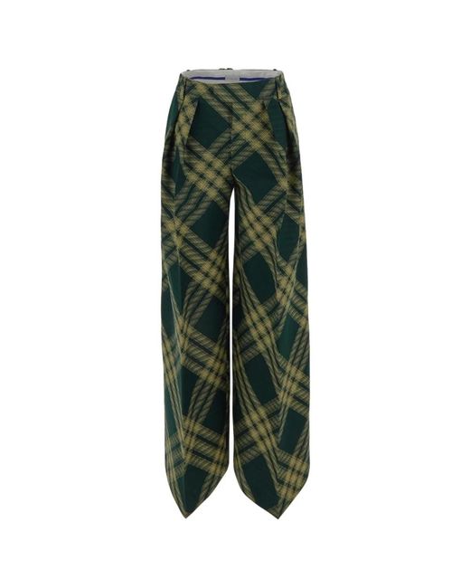 Wide trousers Burberry de color Green