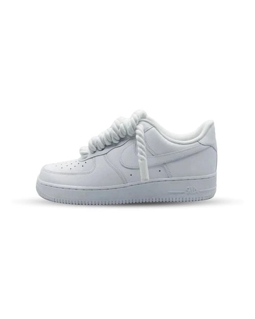 Nike Handgefertigte weiße custom schnürsenkel für air force 1 low in Gray für Herren