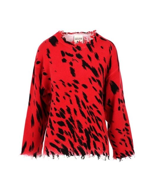 Semicouture Women's Red Round-Neck Knitwear