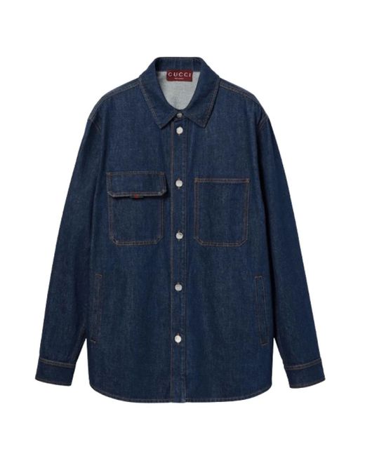 Gucci Blue Denim Shirts for men