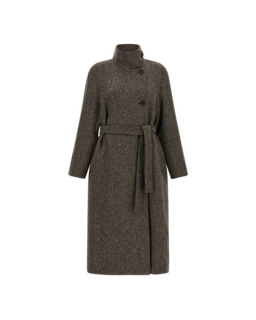Brunello Cucinelli Gray Belted Coats