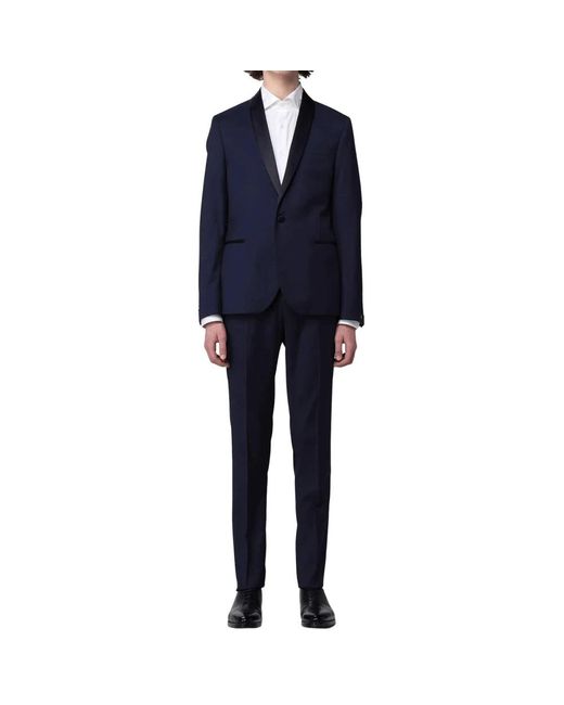 Manuel Ritz Blue Single Breasted Suits for men