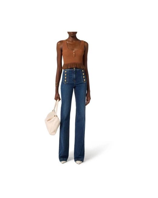 Elisabetta Franchi Blue Flared Jeans