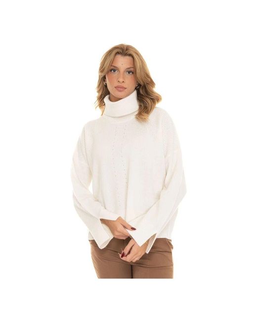 Liu Jo White Woll ringkragen pullover mit logo,wollringkragenpullover mit logo