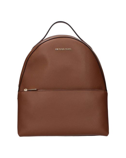 Michael Kors Brown Brauner Leder Rucksack Mit Frontlogo