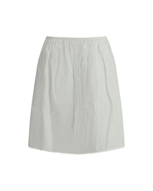 Miu Miu Gray Eleganter Spitzen Saum Baumwollrock