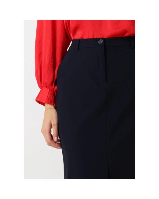 Summum Rokken ,Blauw ,Viscose Blend Midi Rok in het Blue