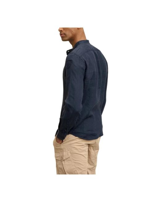 Blauer Overhemden ,Blauw ,Linnen Linnen Overhemd Met Gebogen Zoom in het Blue voor heren