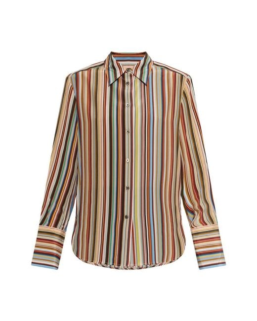 Paul Smith Gestreepte Zijde Blouse in het Brown
