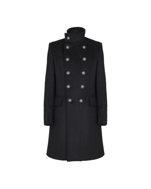 Double-Breasted Coats Balmain pour homme en coloris Black