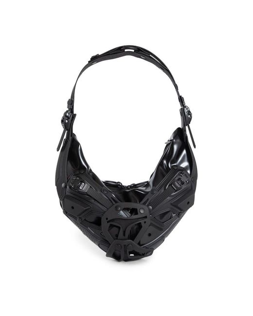 Innerraum Black Schwarze Matte Schultertasche Mit Verstellbarem Gurt