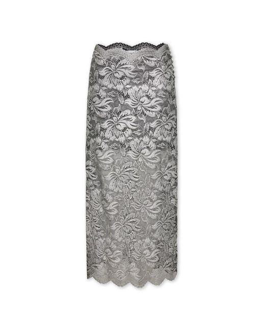 Rabanne Rokken ,Grijs ,Zilveren Kant Midi Rok Foliecoating in het Gray