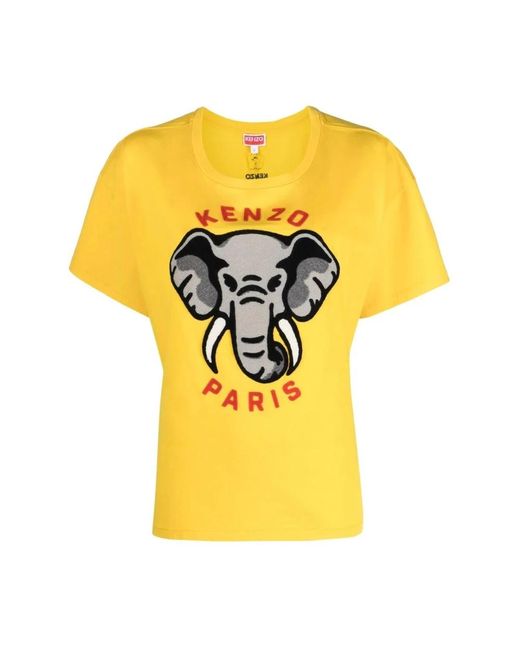 KENZO Tops ,Geel ,Katoen Olifant T-Shirt in het Yellow