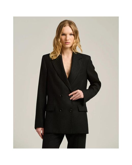 Kiton Jassen ,Zwart ,Wol Pinstripe Wollen Jas in het Black