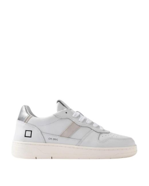Date Schoenen ,Wit ,Katoen Witte Sneakers Met Geperforeerde Neuskap in het White
