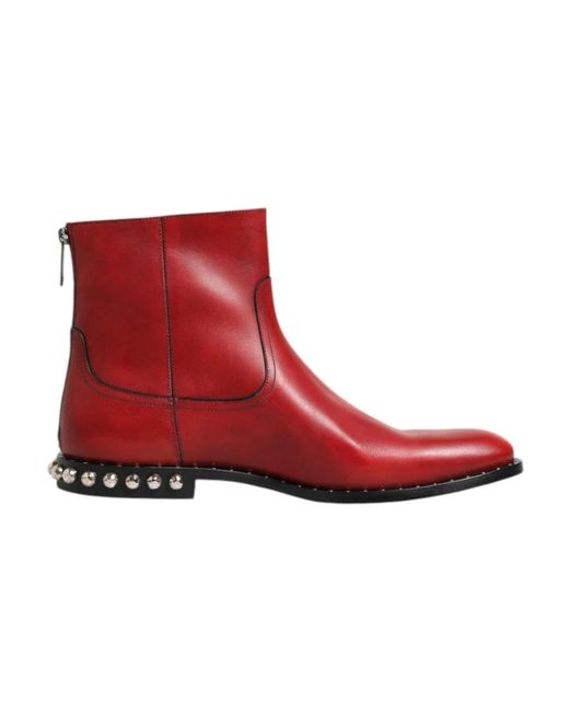 Dolce & Gabbana Red Ankle Boots for men