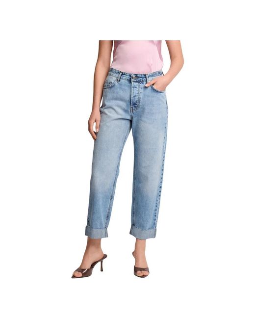 Kocca Jeans ,Blauw ,Denim Denim Broek Met Omslag in het Blue
