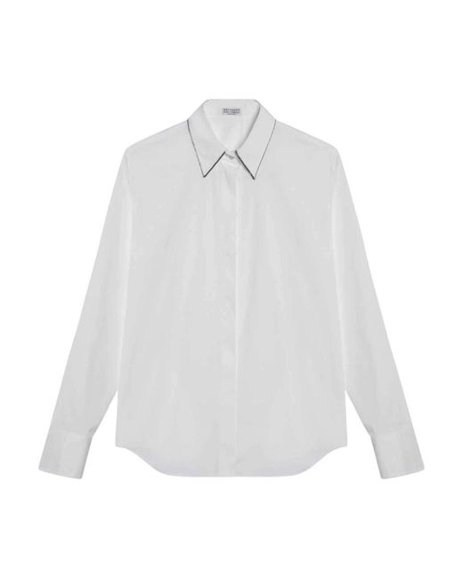 Brunello Cucinelli White Weißes Langarmhemd