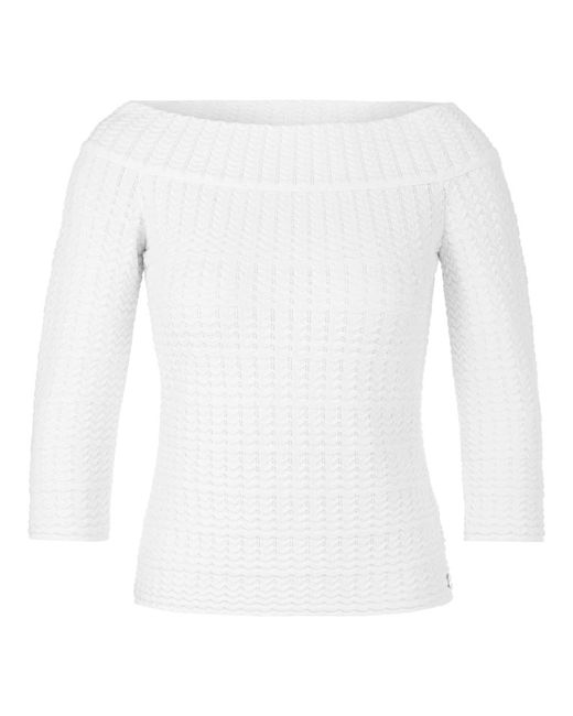 Marc Cain White Round-Neck Knitwear