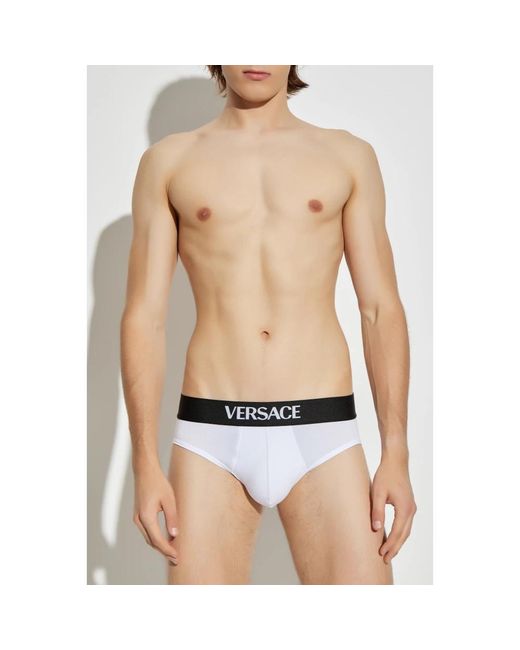 Versace Ondergoed ,Wit ,Katoen Katoenen Slip Met Logo in het White voor heren