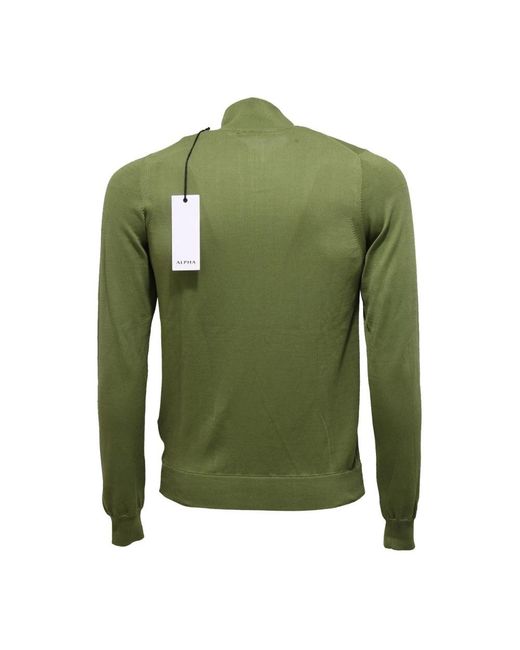 Alpha Studio Grüner Baumwoll-Full-Zip-Pullover in Green für Herren