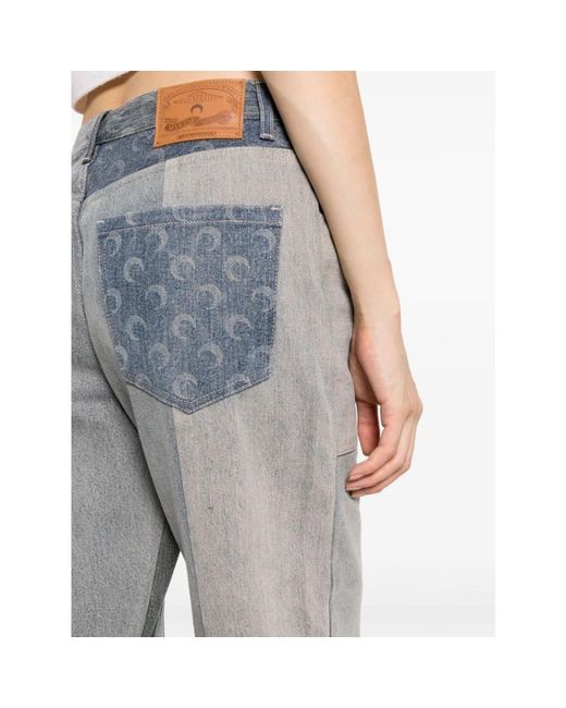 MARINE SERRE Gray Graue jeans mit stilvollem design