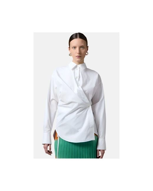 Roberto Collina White Asymmetrisches Drapiertes Hemd