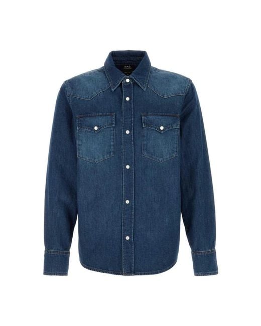 A.P.C. Blue Denim Shirts for men