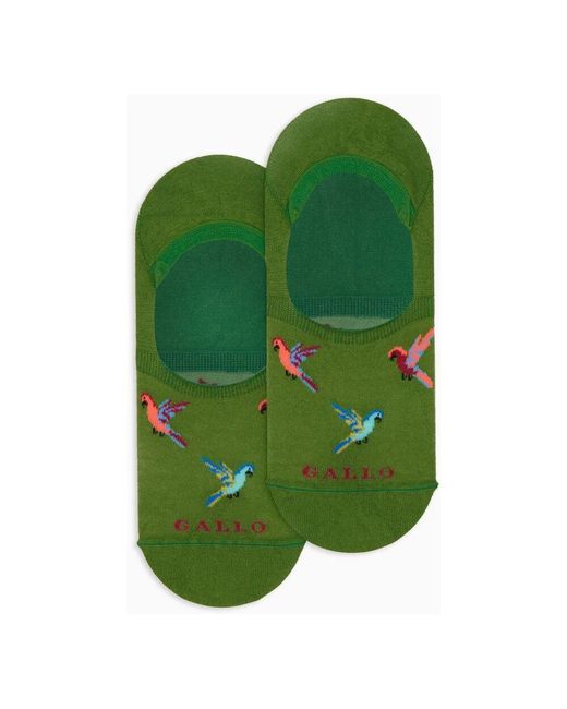 Gallo Green Grüne Baumwoll-Invisible-Socken Mit Papageienmuster