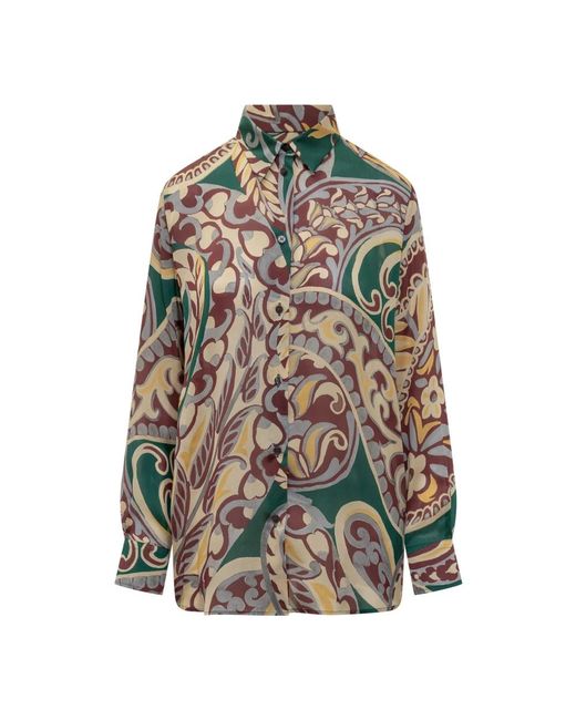 Etro Overhemden ,Veelkleurig ,Zijden Blouse Met Paisleyprint in het Multicolor