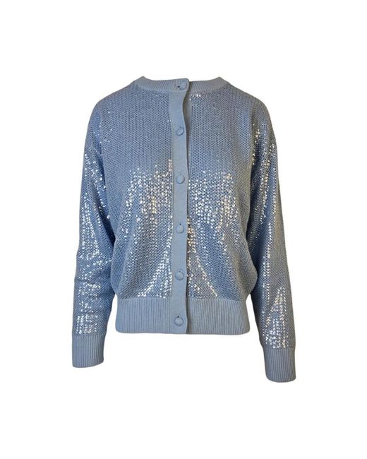 P.A.R.O.S.H. P.A.R.O..H. ,Truien & Vesten ,Blauw ,Pailletten Blauwe Pailletten Vest in het Blue
