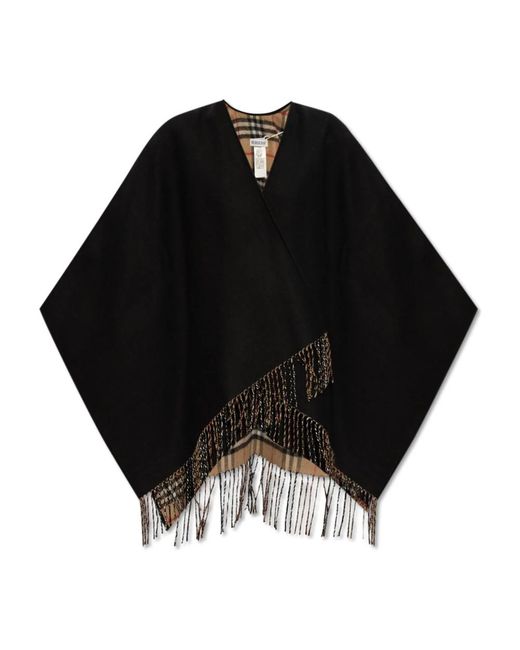 Burberry Jassen ,Zwart ,Wol Wollen Poncho in het Black