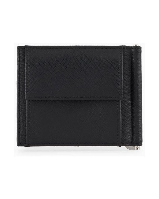 Emporio Armani Schwarze geldbörse mit futter aus bonded-leder in Black für Herren