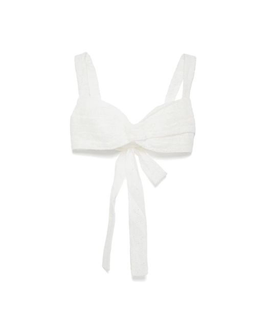 Zimmermann White Sleeveless Tops