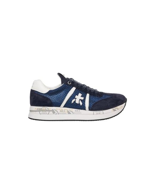 Premiata Blue Blaue Sneakers Mit Metallic-Details