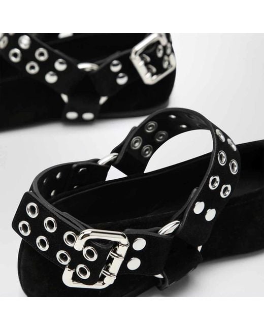 Alaïa Black Suede Ballet Flats 'Biker'