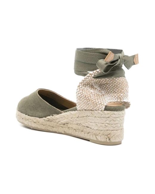 Castaner Metallic Grüne flache schuhe mit knöchelriemen