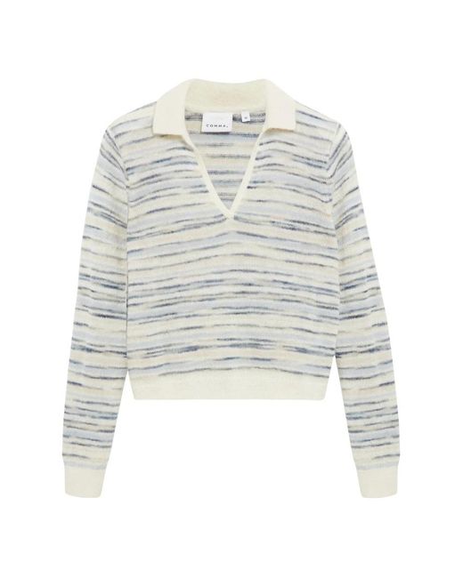 Comma, Gray Strickpullover Aus Wollmix